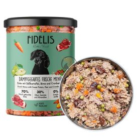   Fidelis friss kacsa főtt menü édesburgonyával, körtével és áfonyával - teljes értékű eledel kutyáknak 400 g