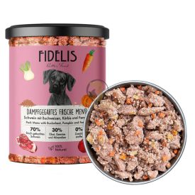   FIDELIS Friss Sertés főtt Menü sütőtökkel, hajdinával és édesköménnyel - teljes értékű eledel kutyáknak 400 g