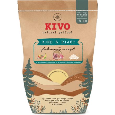 KIVO Marha & Rizs száraztáp felnőtt kutyáknak 14 kg