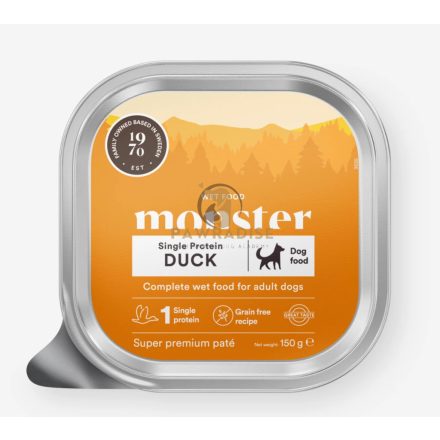 Monster - Duck Paté - teljes értékű, gabonamentes kacsás nedves eledel felnőtt kutyák számára 150 g