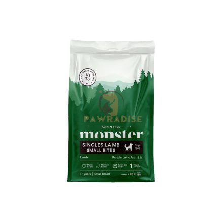 Monster Grain Free Adult Singles Lamb Small Bites - Gabonamentes bárányos táp kistestű felnőtt kutyáknak 2 kg