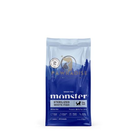 Monster Grain Free Adult Sterilized White Fish ivartalanított felnőtt kutyáknak száraztáp fehér hallal 