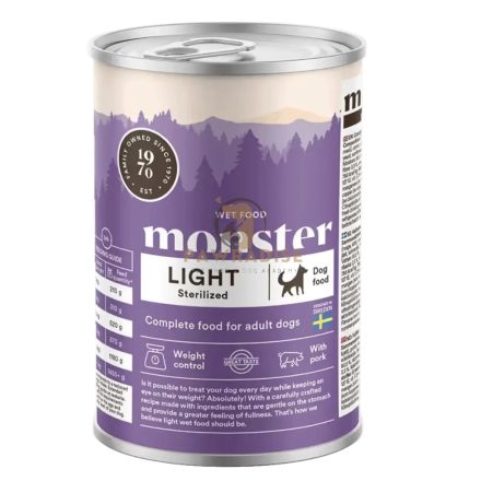 Monster Light / Sterilized – Gluténmentes nedves eledel felnőtt kutyáknak 400 g