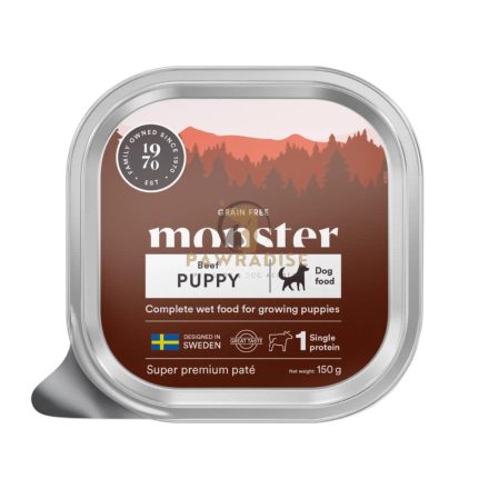 Monster Puppy Beef Paté - Teljes értékű, gabonamentes nedves eledel kölyökkutyák számára 150 g
