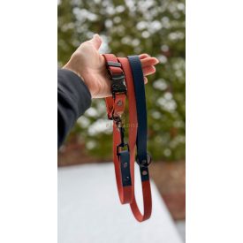   PVC Hexa póráz és nyakörv szett - apricot és marine blue