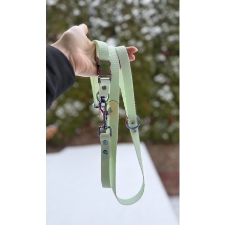 PVC Hexa póráz és nyakörv szett - menta