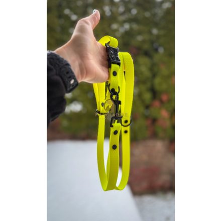 PVC Hexa póráz és nyakörv szett - neon sárga